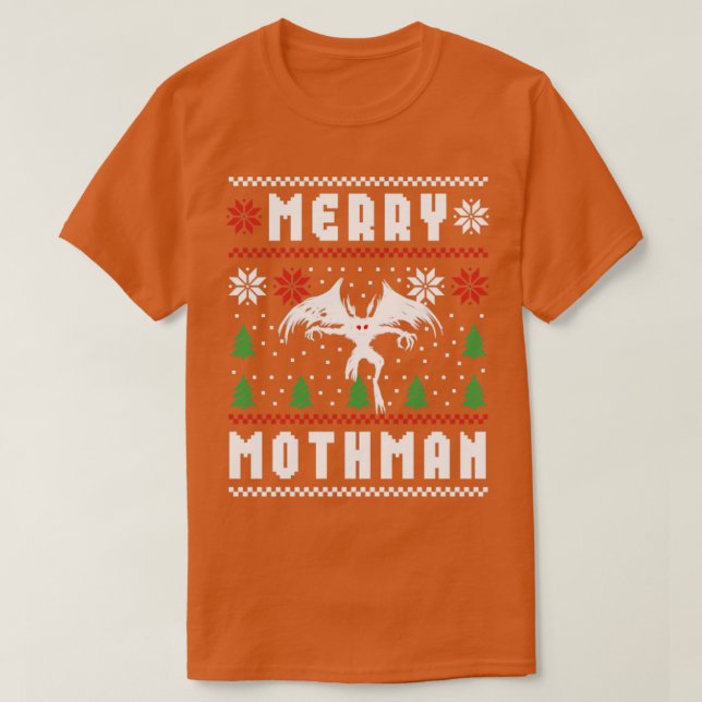 T-shirt Mothman Ugly Christmas Sweater Merry Mothman (Design devant)