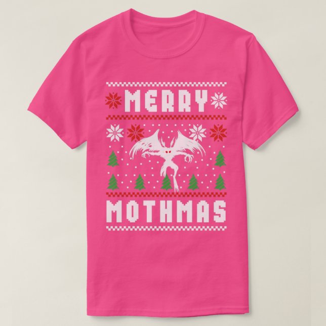 T-shirt Mothman Vilain Chandail de Noël Joyeux Mothmas (Design devant)
