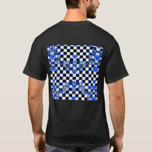 T-shirt Motif à carreaux avec cœurs bleus et formes