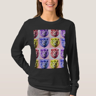 T-shirt Motif à carreaux tête de lion couleur pastel doux