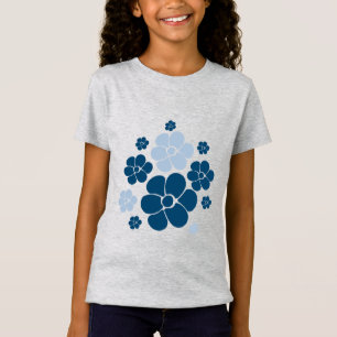 T-Shirt Motif à fleurs - Bleu foncé, Bleu clair et Crème