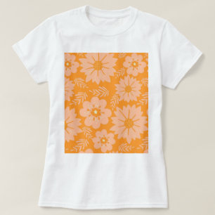 T-shirt Motif à fleurs orange Fuzz Vintage rétro