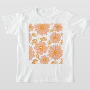 T-shirt Motif à fleurs orange Fuzz Vintage rétro