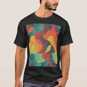 T-shirt Motif abstrait à vague vintage colorée