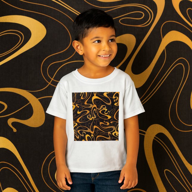 T-shirt Motif Abstrait Doré en Tourbillon (Créateur téléchargé)