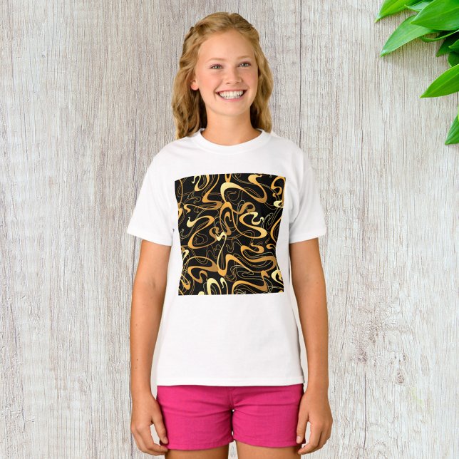 T-shirt Motif Abstrait Doré en Tourbillon (Créateur téléchargé)