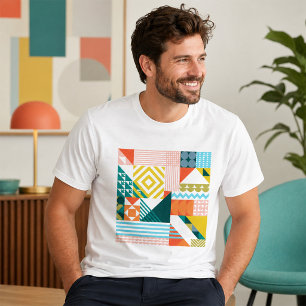 T-shirt Motif Abstrait géométrique moderne coloré