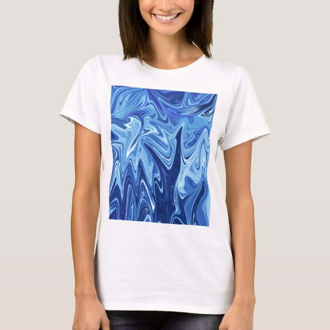 T-shirt Motif abstrait liquide bleu (Devant)