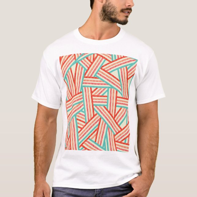T-shirt Motif Abstrait rayé coloré (Devant)
