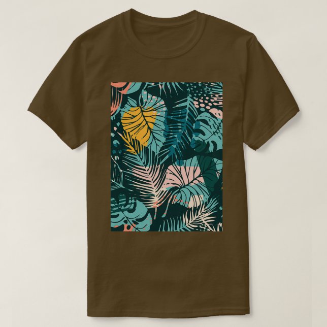 T-shirt Motif abstrait sans couture avec plantes tropicaux (Design devant)