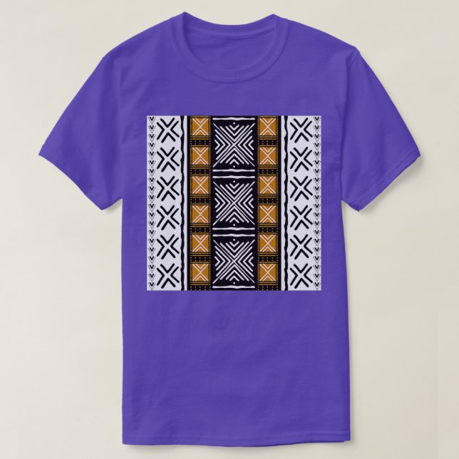 T-shirt Motif africain en tissu de boue tribale long (Design devant)