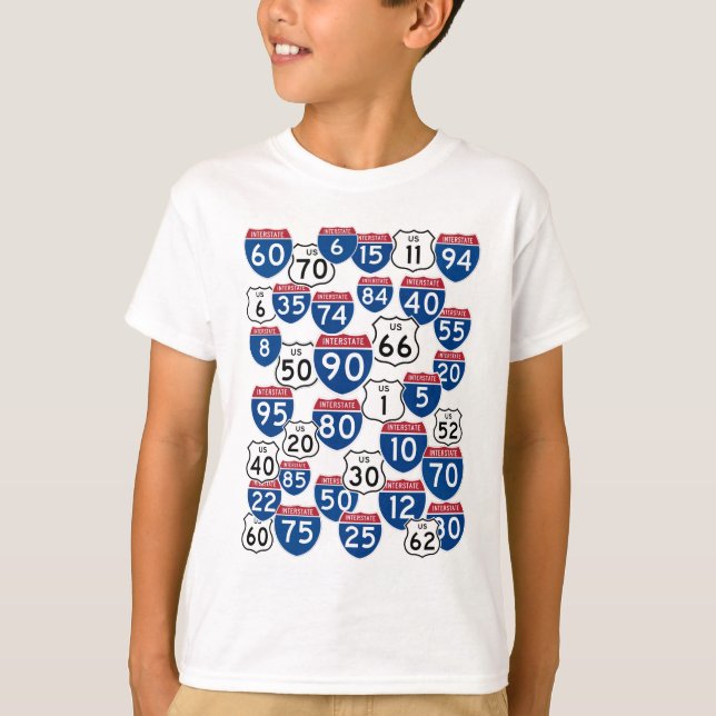 T-shirt Motif aléatoire sur la route des États-Unis amusan (Devant)