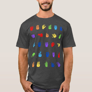 T-shirt Motif Alphabet ASL Rainbow