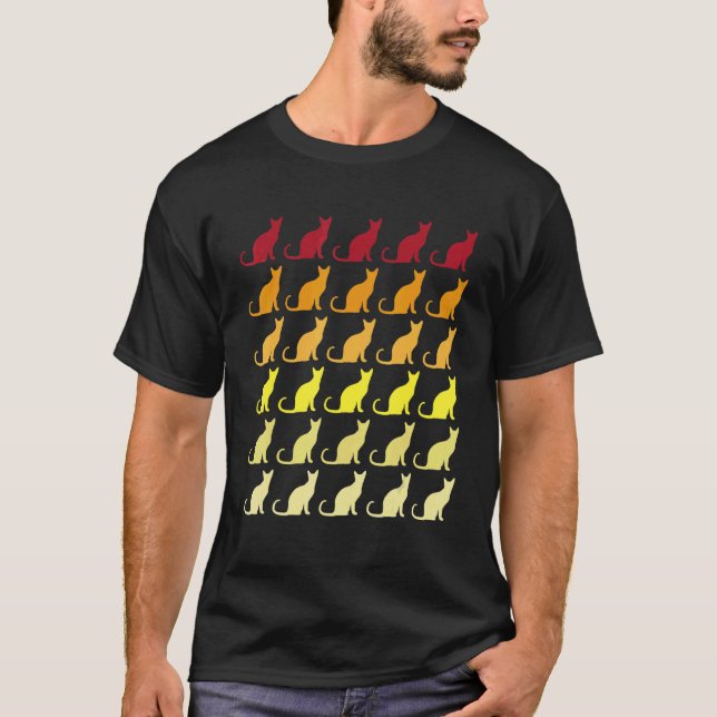 T-shirt Motif Animal Rétro Chat (Devant)