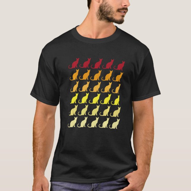 T-shirt Motif Animal Rétro Chat (Devant)