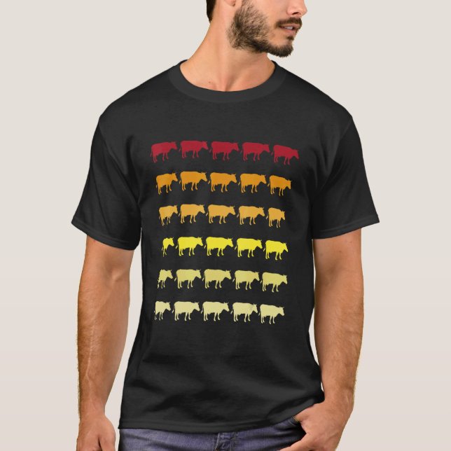 T-shirt Motif animal Retro de vache (Devant)