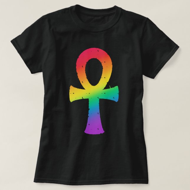 T-shirt Motif Ankh Rainbow Swirl (Design devant)
