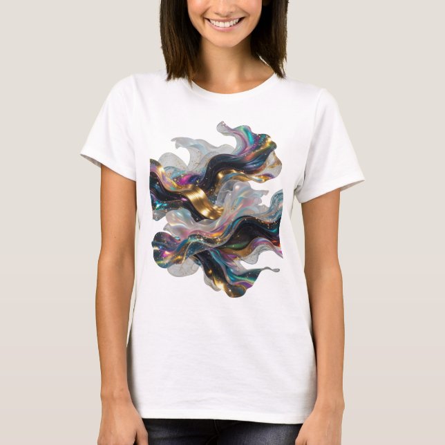 T-shirt Motif artistique ART ABSTRAIT Argent Moderne (Devant)
