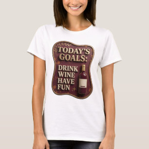T-shirt Motif Artistique Boire du Vin S'amuser Or Élégant