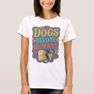 T-shirt Motif Artistique CHIENS AVANT LES HUMAINS Jaune At