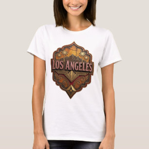 T-shirt Motif Artistique Classique Rose LOS ANGELES