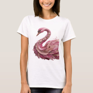 T-shirt Motif artistique CYGNE LUMINEUX Or brillant