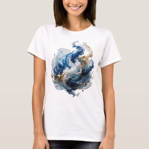T-shirt Motif artistique d'art abstrait argenté accrocheur