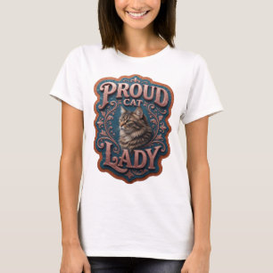 T-shirt Motif Artistique Femme à Chat Fière Rose Élégant