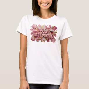 T-shirt Motif Artistique Iconique Rose VIN EST MON MEILLEU
