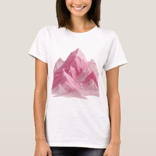 T-shirt Motif artistique MONTAGNES DE CRISTAL ROSE argenté