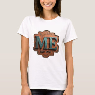 T-shirt Motif Artistique Teal ME EST 1976 Classique
