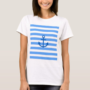 T-shirt Motif Bleu et blanc avec Ancre