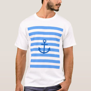T-shirt Motif Bleu et blanc avec Ancre