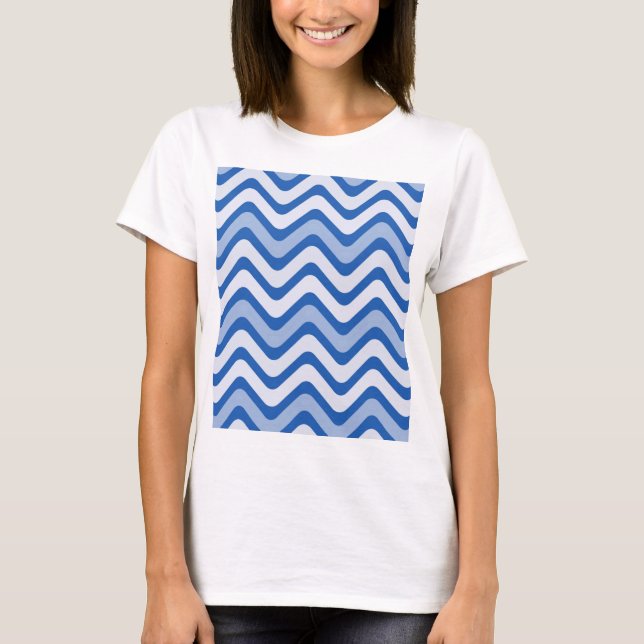 T-shirt Motif bleu ondulé (Devant)