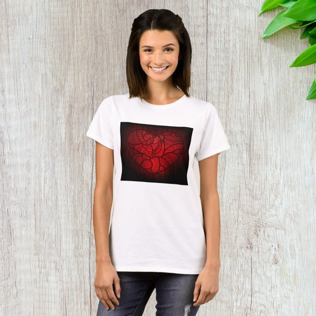 T-shirt Motif boho romantique du coeur de Mandala rouge co (Créateur téléchargé)