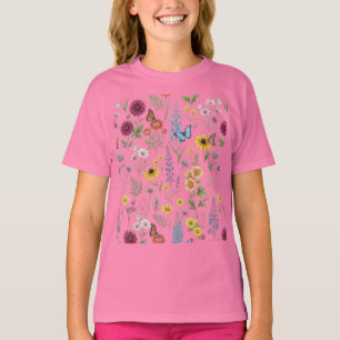 T-shirt Motif botanique vintage de fleurs sauvages et de p