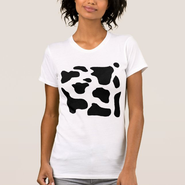 T-shirt Motif brouillé noir et blanc d'impression de vache (Devant)