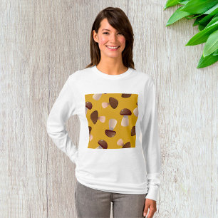 T-shirt Motif Brown de champignons sur moutarde jaune