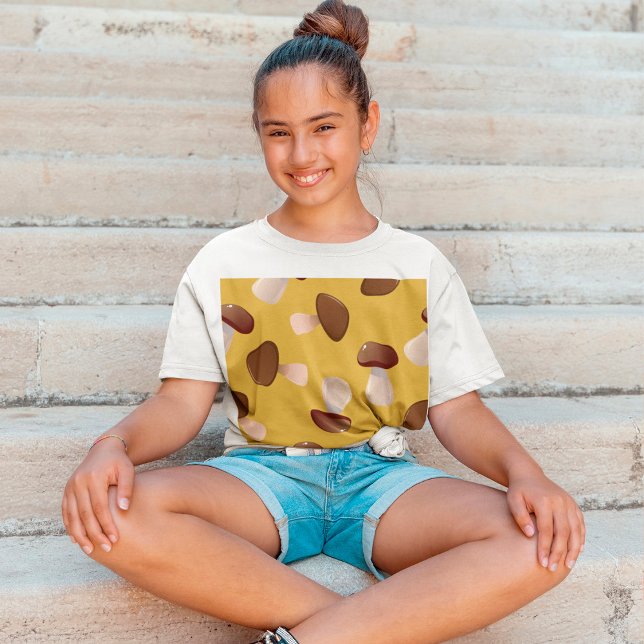 T-shirt Motif Brown de champignons sur moutarde jaune (Créateur téléchargé)
