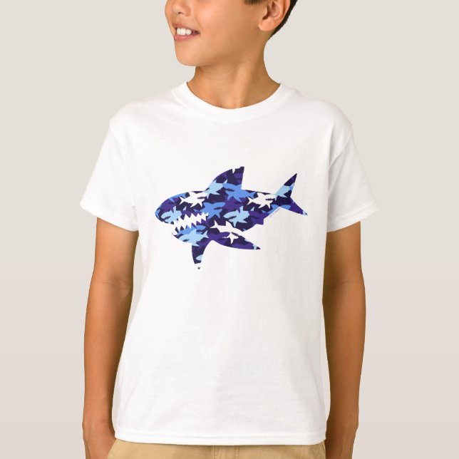 T-shirt Motif Camouflage requins bleus (Devant)