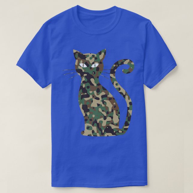 T-shirt motif camouflé silhouette de chat  (Design devant)