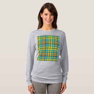 T-shirt Motif carreaux tartan bleu jaune orange