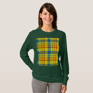 T-shirt Motif carreaux tartan bleu orange jaune