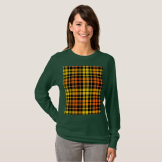 T-shirt Motif carreaux tartan noir jaune orange