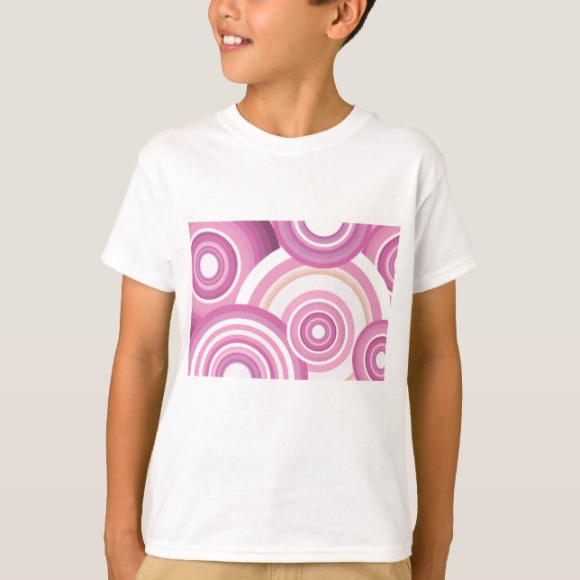T-shirt Motif Cercles Rétro Rose (Devant)