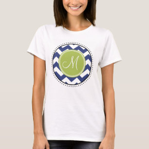 T-shirt Motif Chevron avec Monogram - Navy Lime