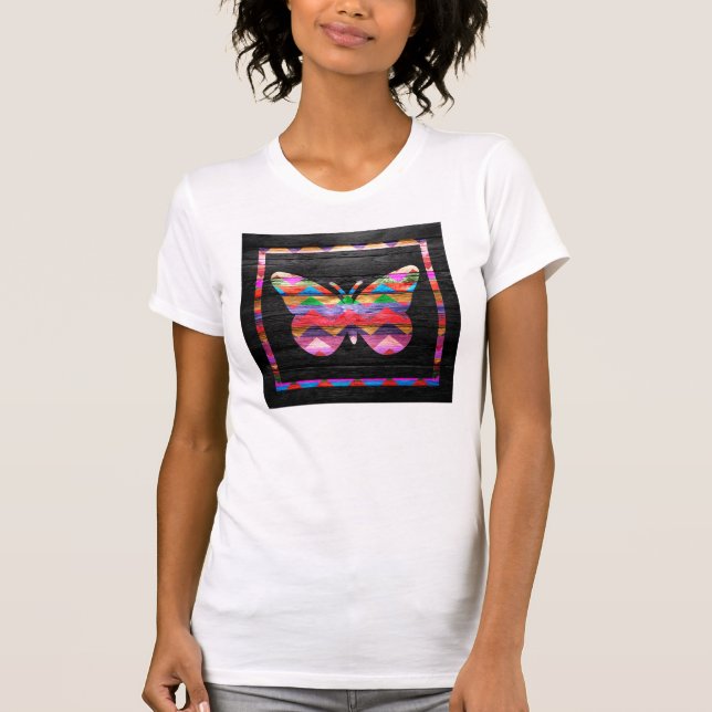 T-shirt Motif Chevron Papillon sur bois (Devant)