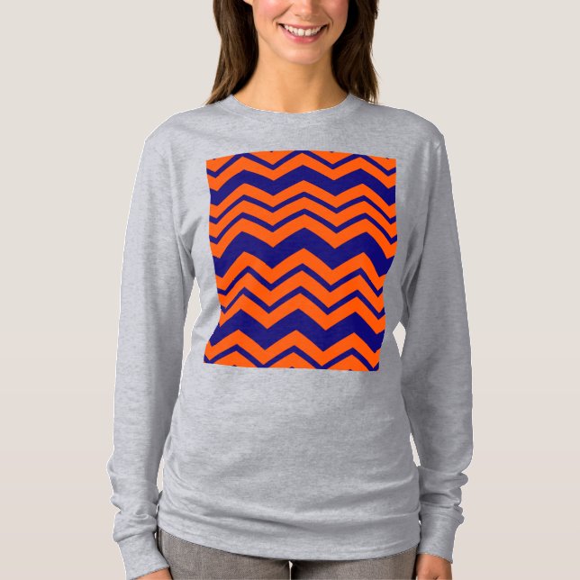T-shirt Motif chevron zigzag bleu orange  (Devant)