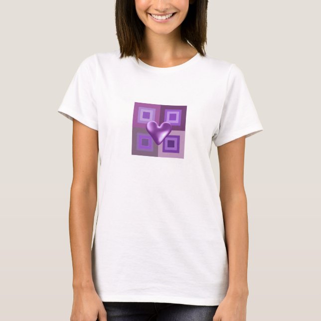 T-shirt Motif Cœur Violet Gonflé (Devant)