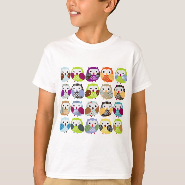 T-shirt Motif coloré de hibou (Devant)